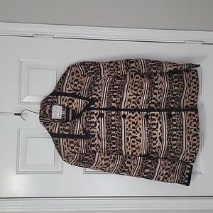 Adrianna Papell Safe Silk Lined Jacket Animal Print Size 14